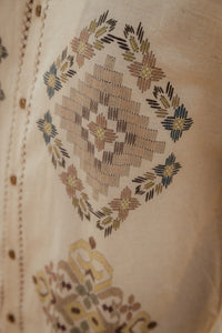 Threads of Time - Placement Printed Linen Designer Shirt