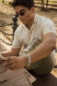 Threads of Time - Placement Printed Linen Designer Shirt