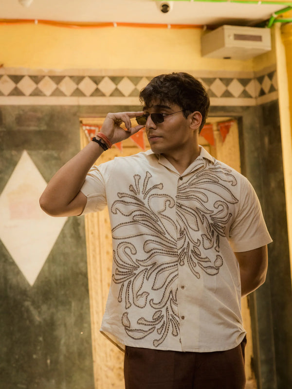 Leaflines - Placement Printed Linen Designer Shirt