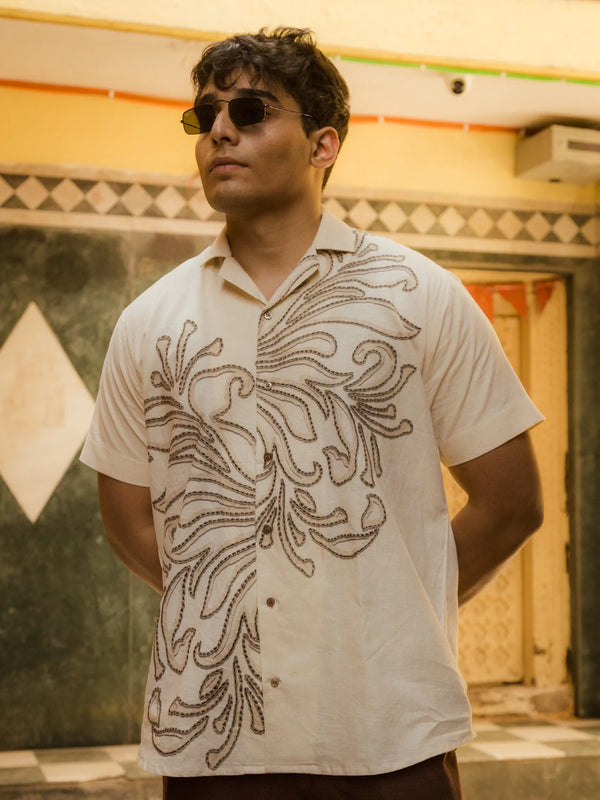 Leaflines - Placement Printed Linen Designer Shirt