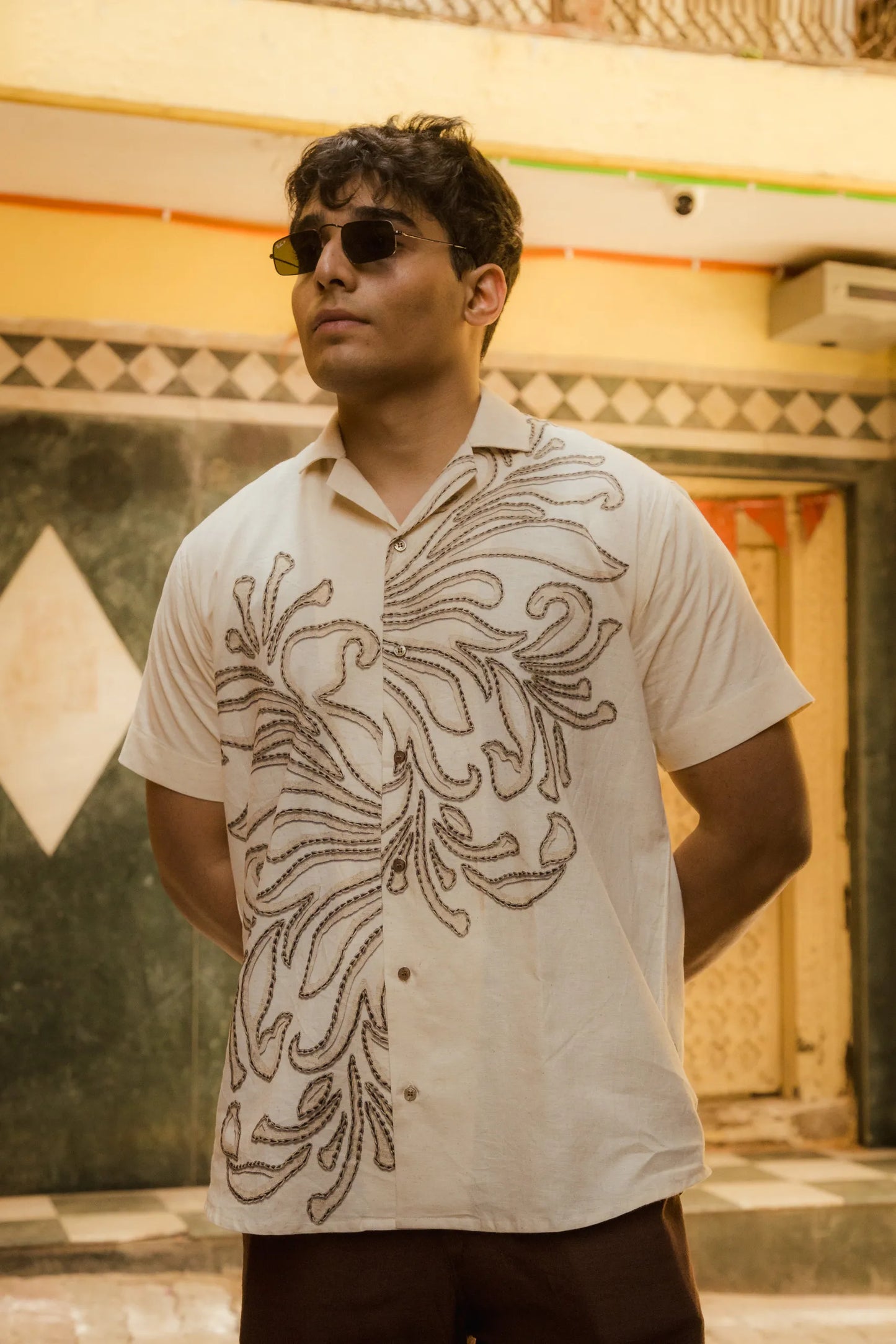 Leaflines - Placement Printed Linen Designer Shirt