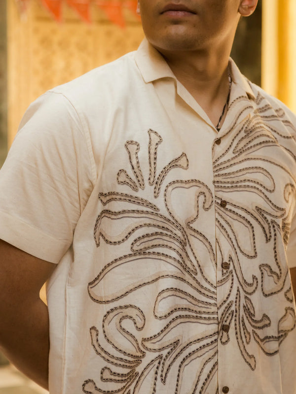 Leaflines - Placement Printed Linen Designer Shirt