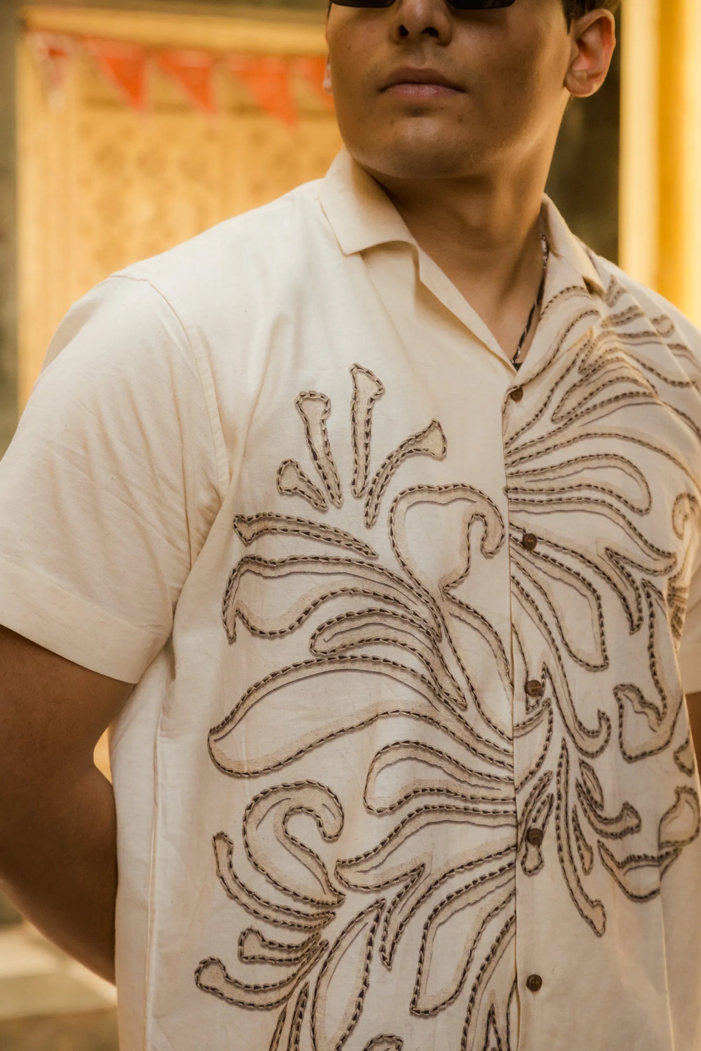 Leaflines - Placement Printed Linen Designer Shirt