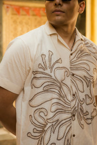 Leaflines - Placement Printed Linen Designer Shirt