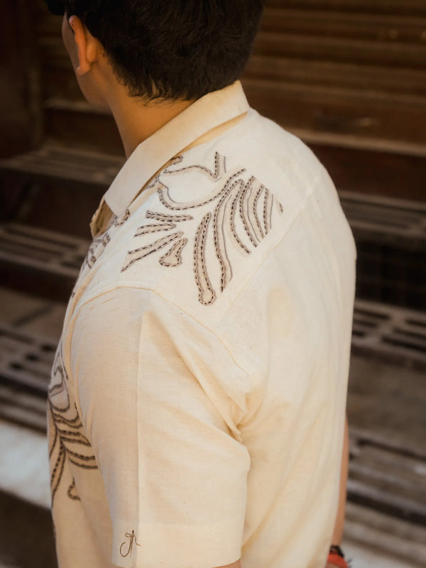 Leaflines - Placement Printed Linen Designer Shirt