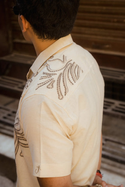 Leaflines - Placement Printed Linen Designer Shirt