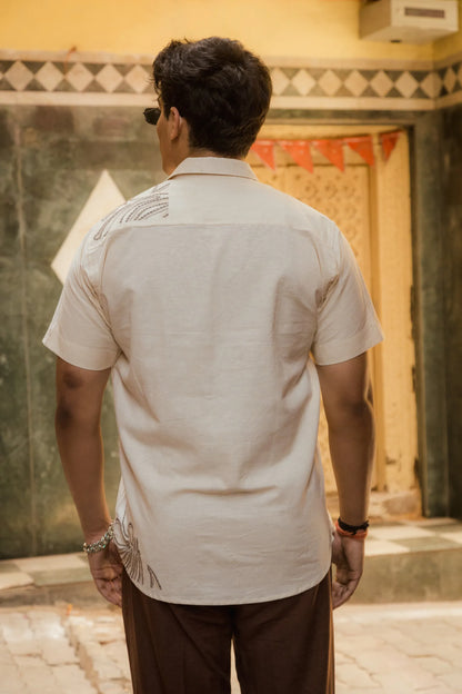 Leaflines - Placement Printed Linen Designer Shirt