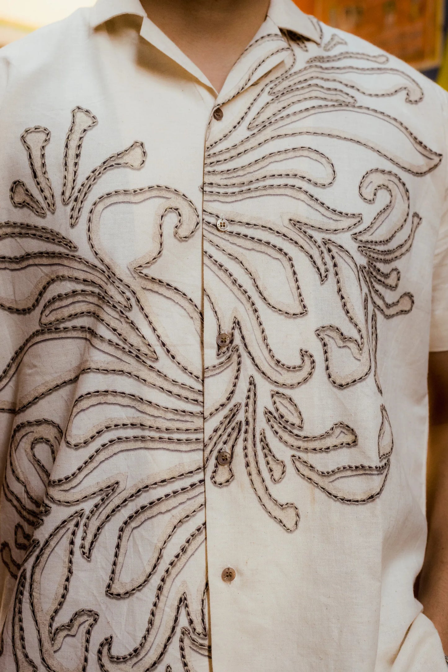 Leaflines - Placement Printed Linen Designer Shirt
