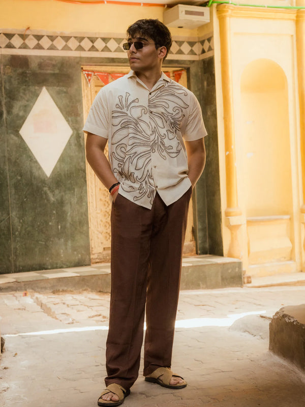 Leaflines - Placement Printed Linen Designer Shirt