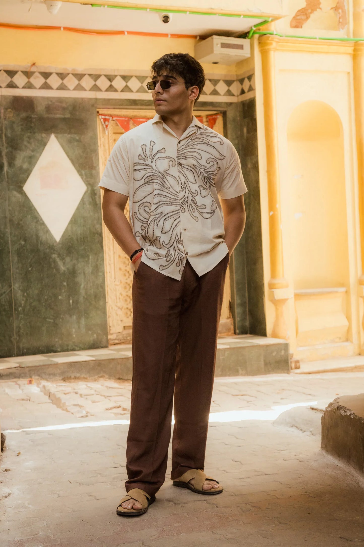 Leaflines - Placement Printed Linen Designer Shirt