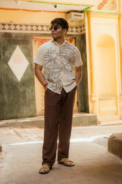 Leaflines - Placement Printed Linen Designer Shirt