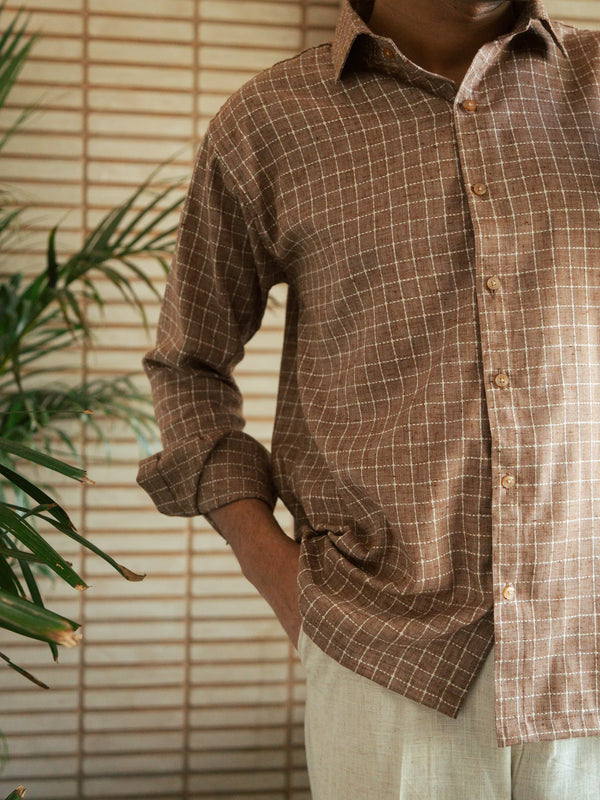 Men’s Brown Checkered Shirt