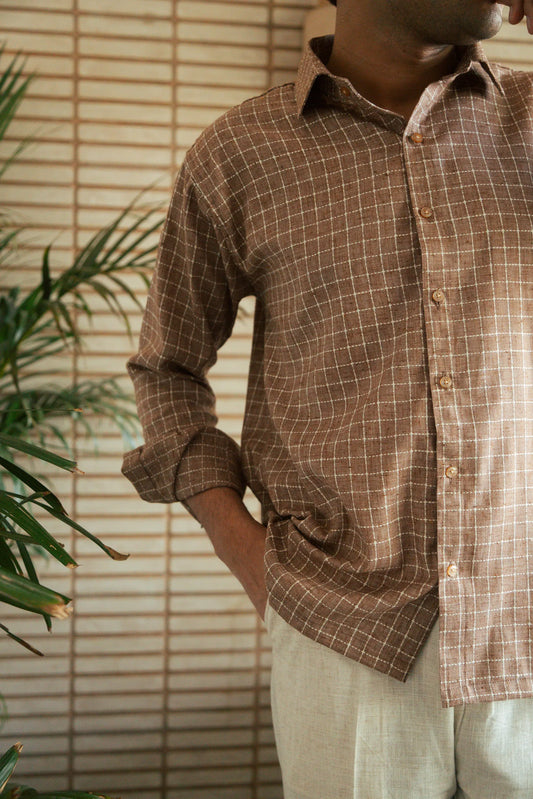 Men’s Brown Checkered Shirt