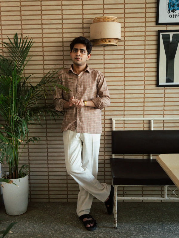 Men’s Brown Checkered Shirt