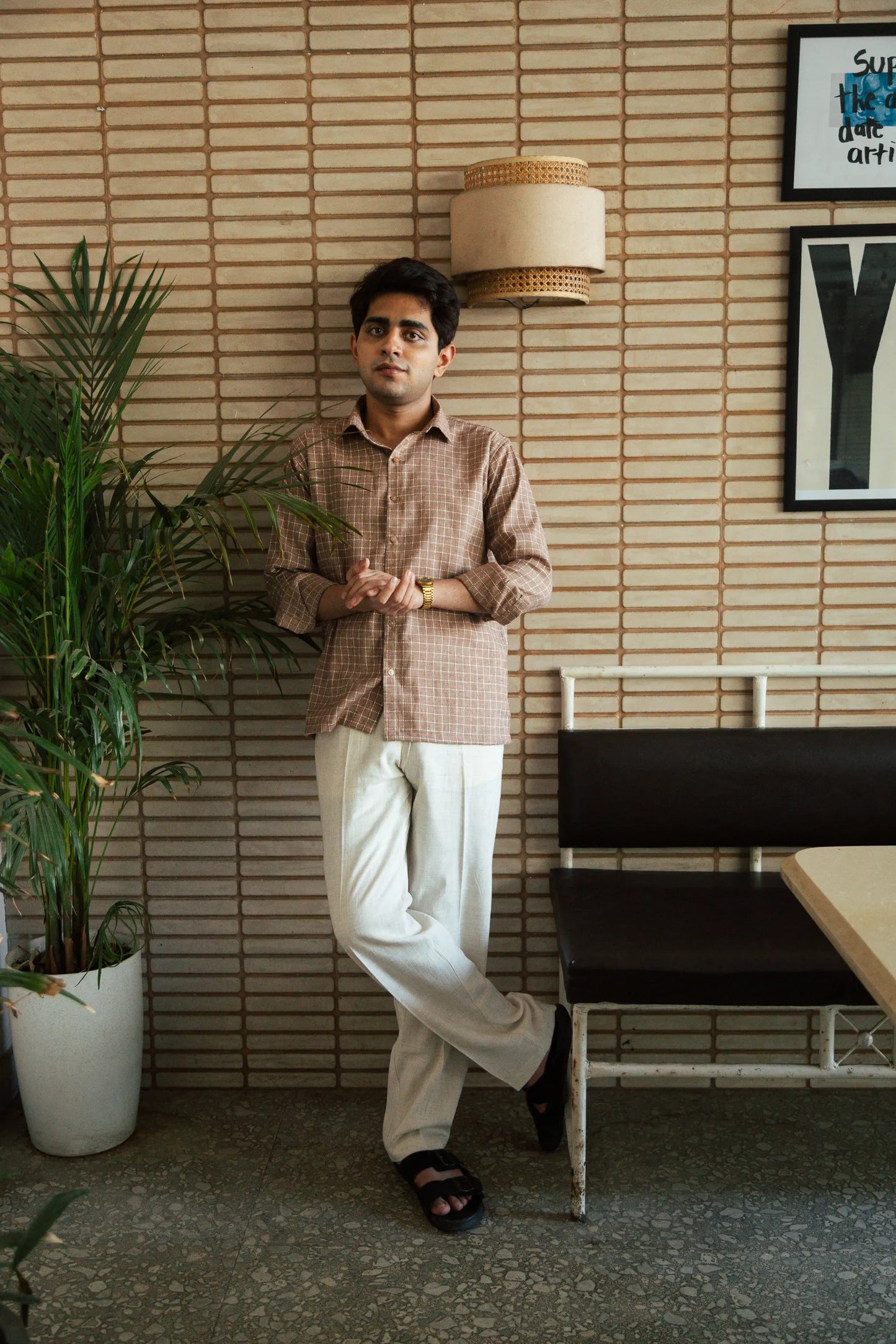 Men’s Brown Checkered Shirt