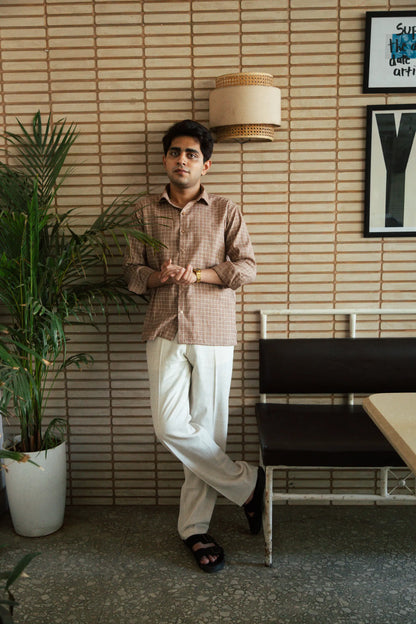 Men’s Brown Checkered Shirt