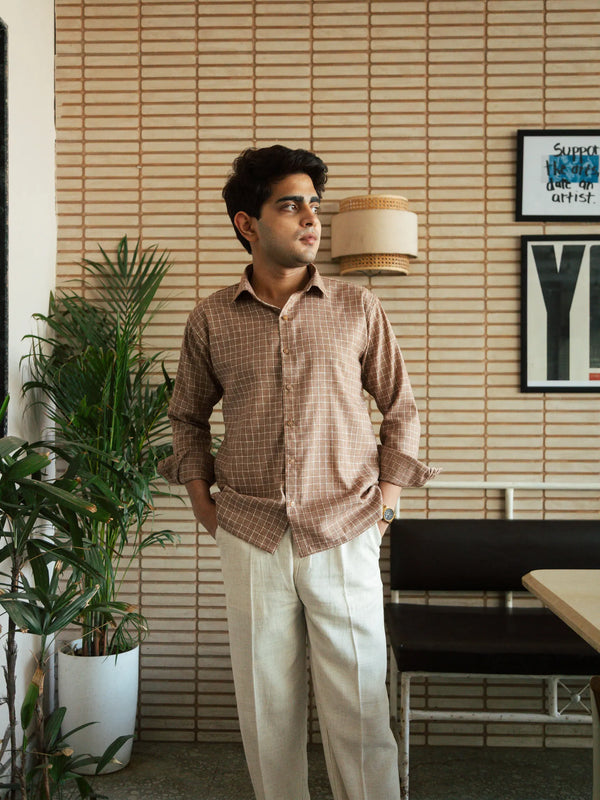 Men’s Brown Checkered Shirt