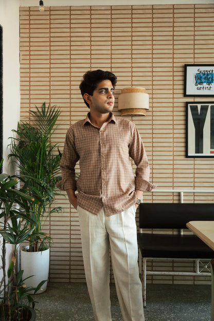Men’s Brown Checkered Shirt
