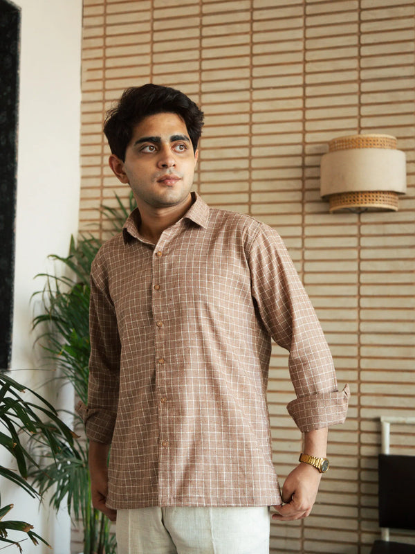Men’s Brown Checkered Shirt