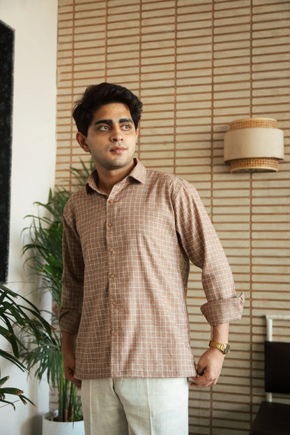 Men’s Brown Checkered Shirt