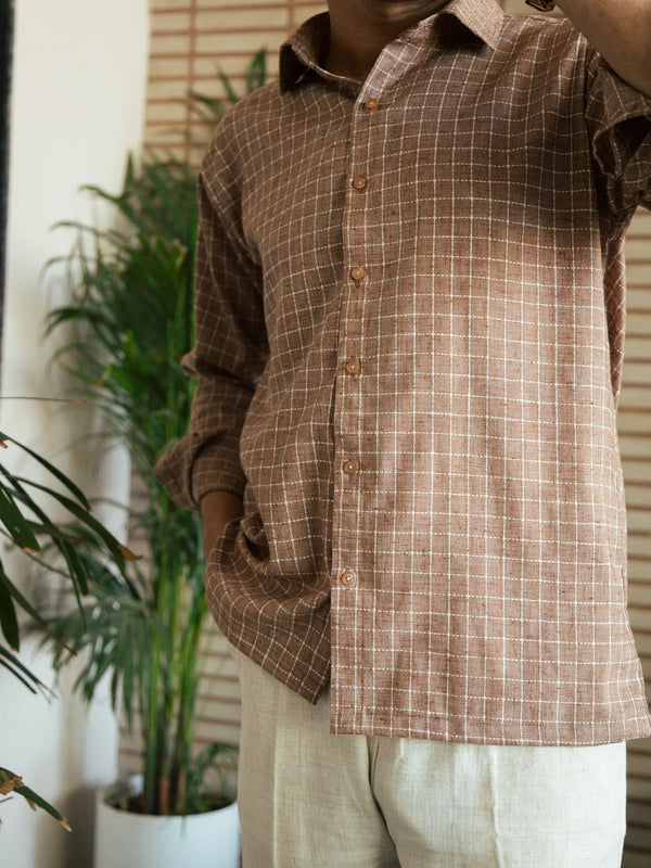 Men’s Brown Checkered Shirt