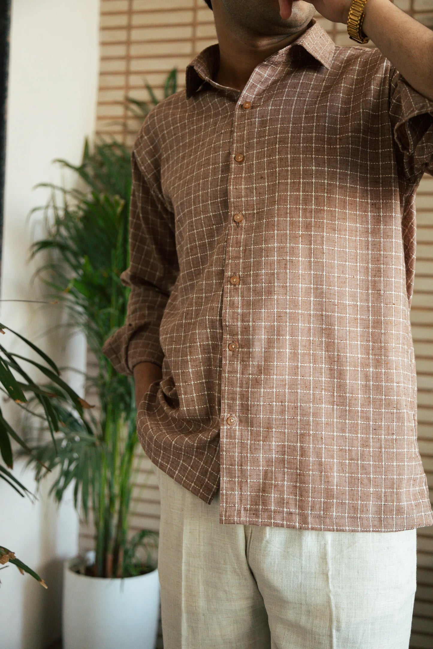 Men’s Brown Checkered Shirt