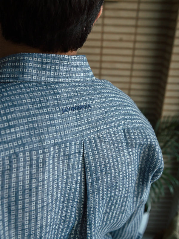 Men’s Blue Self Design Shirt