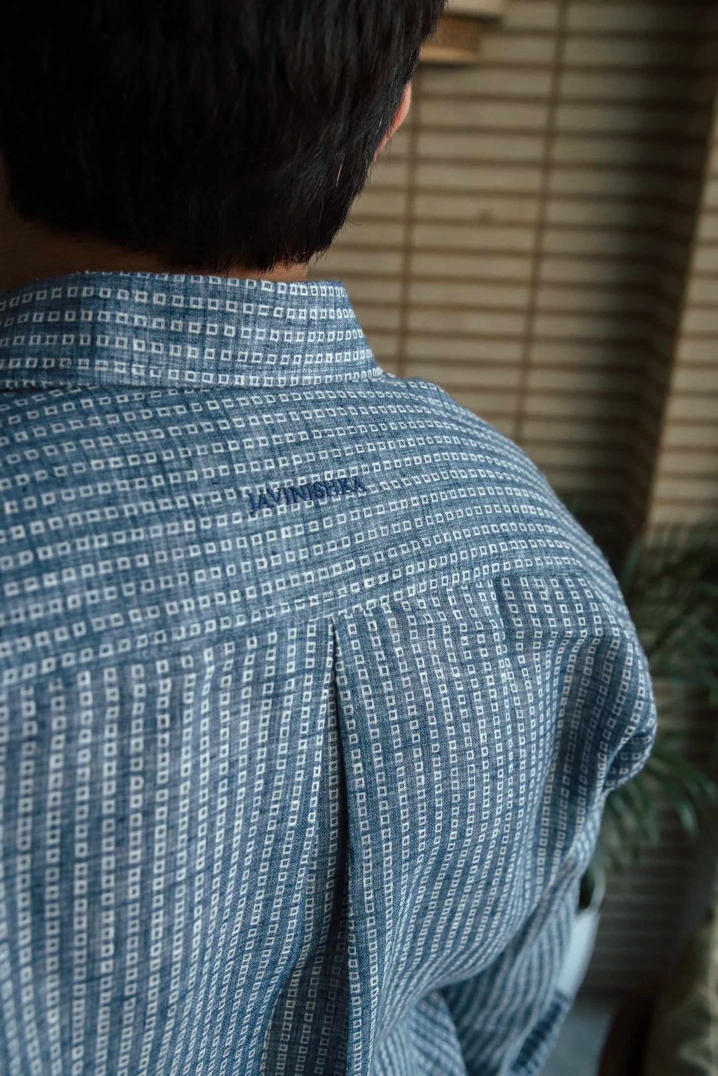 Men’s Blue Self Design Shirt