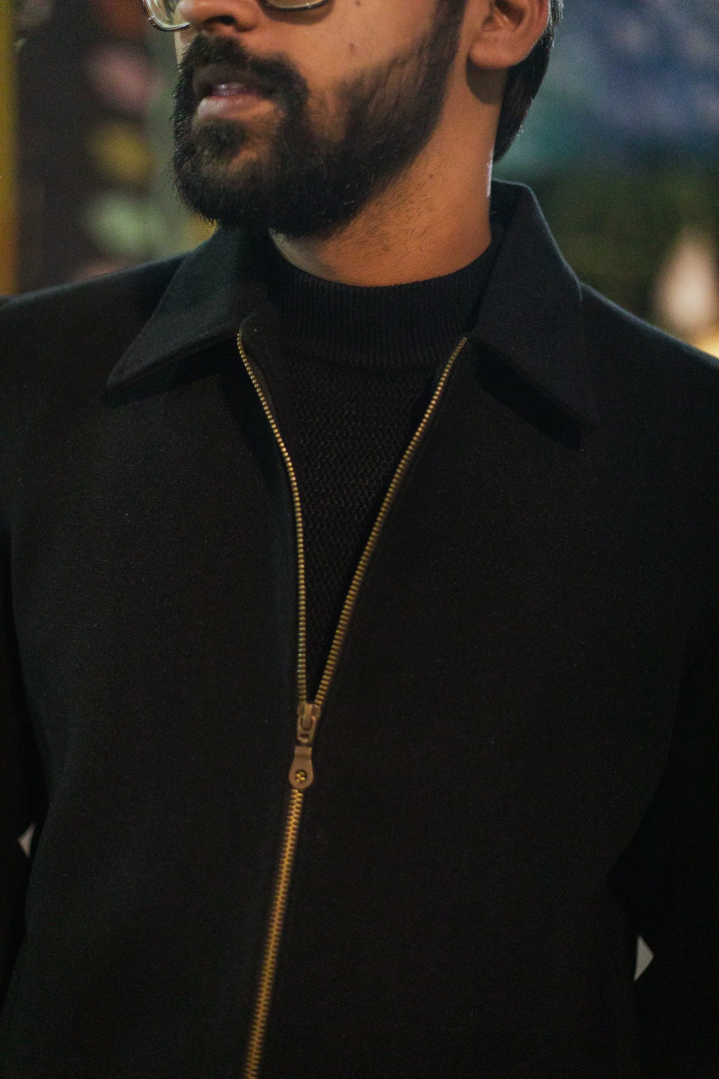 Men Wool Blend Trucker Zipper Jacket