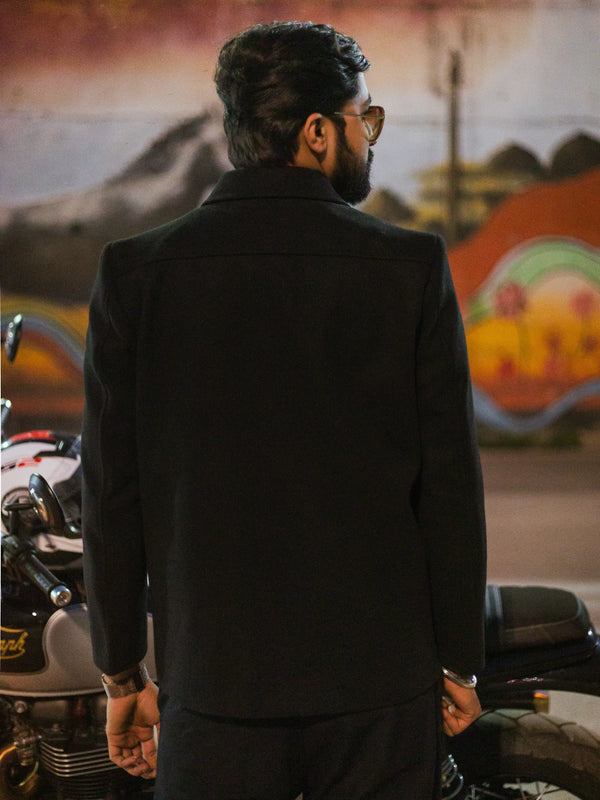 Men Wool Blend Trucker Zipper Jacket