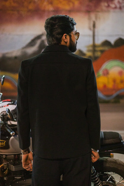 Men Wool Blend Trucker Zipper Jacket