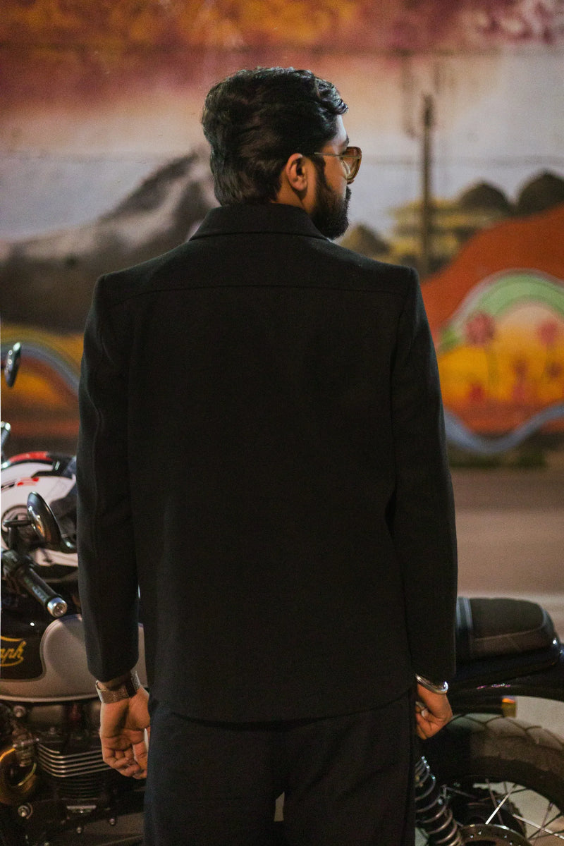 Men Wool Blend Trucker Zipper Jacket