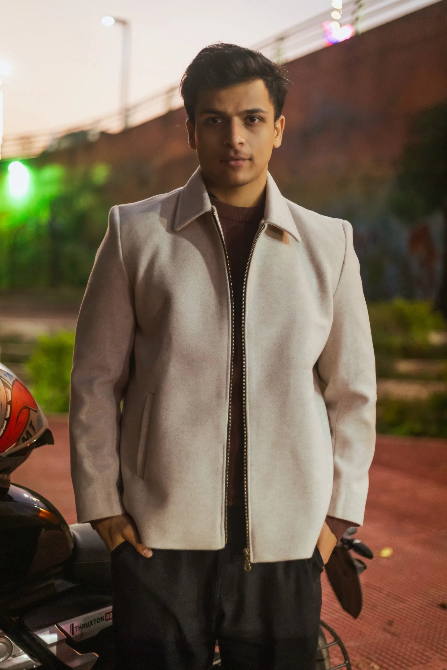 Men Wool Blend Trucker Zipper Jacket