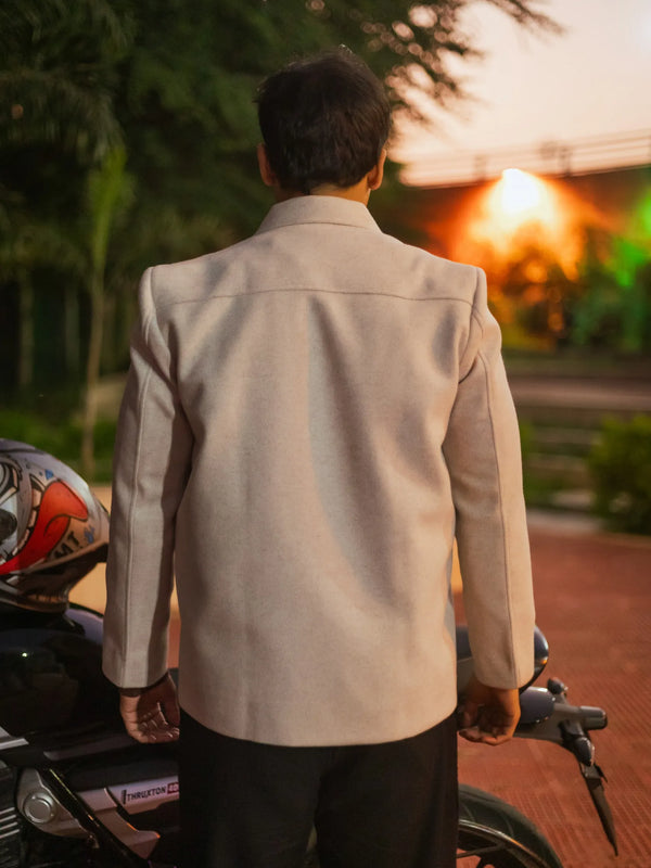 Men Wool Blend Trucker Zipper Jacket