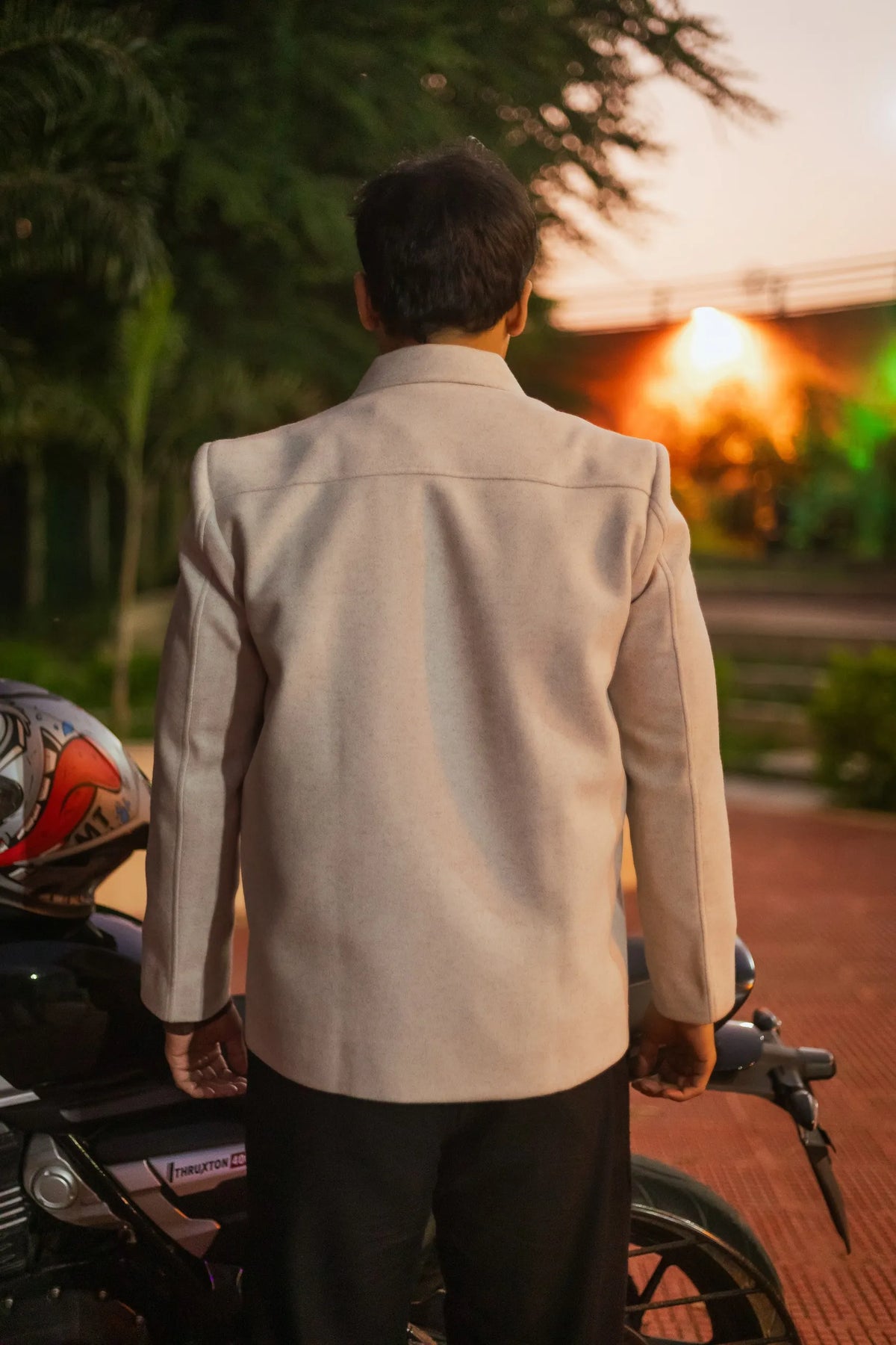Men Wool Blend Trucker Zipper Jacket