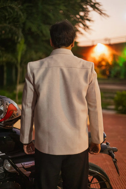 Men Wool Blend Trucker Zipper Jacket