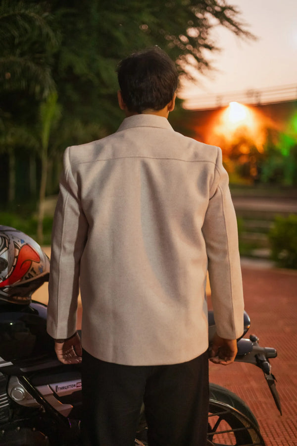 Men Wool Blend Trucker Zipper Jacket