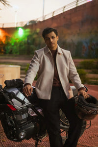 Men Wool Blend Trucker Zipper Jacket