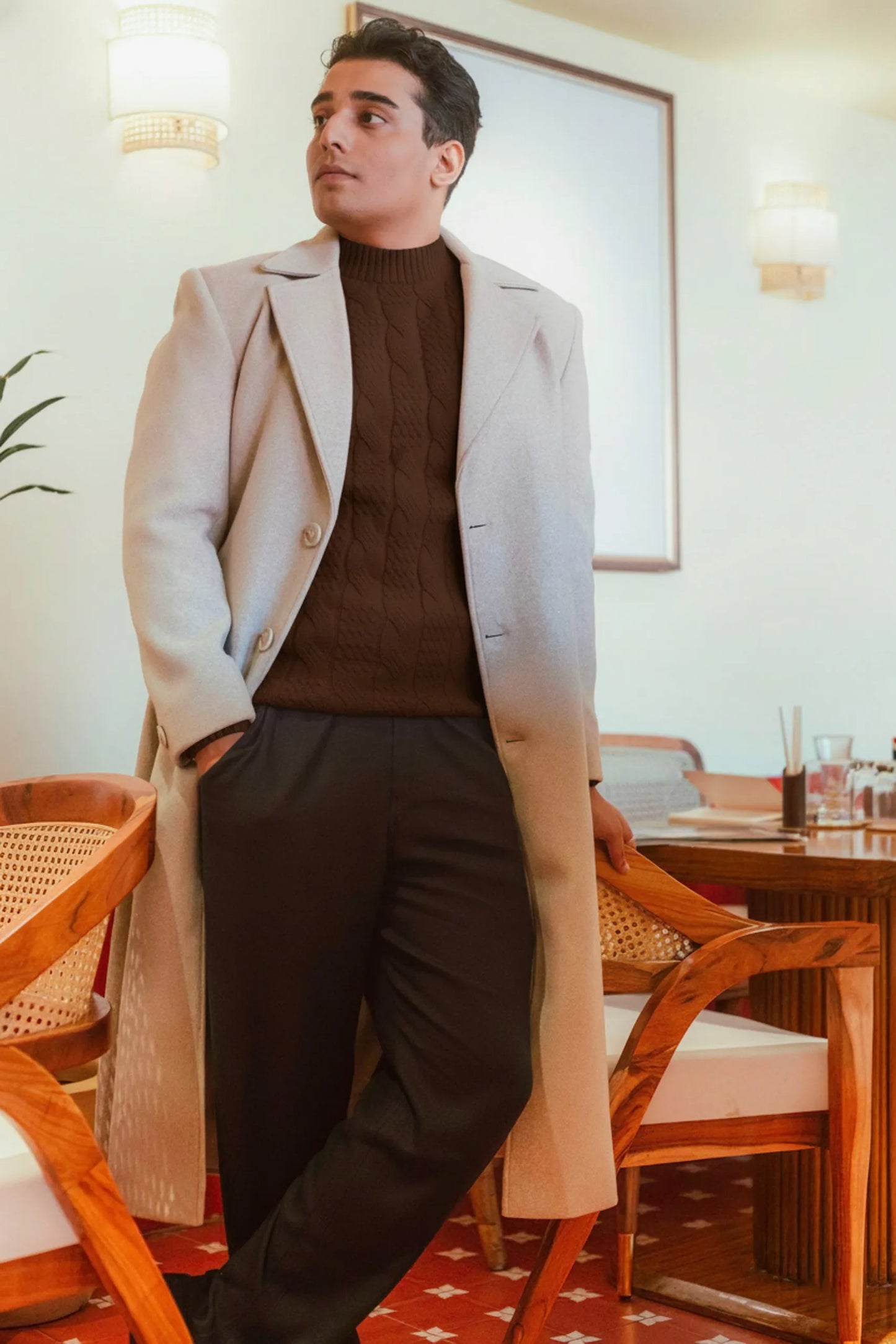 Men Ankle Length Long Trench Coat