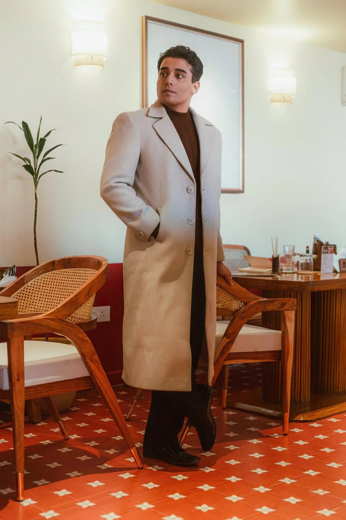 Men Ankle Length Long Trench Coat