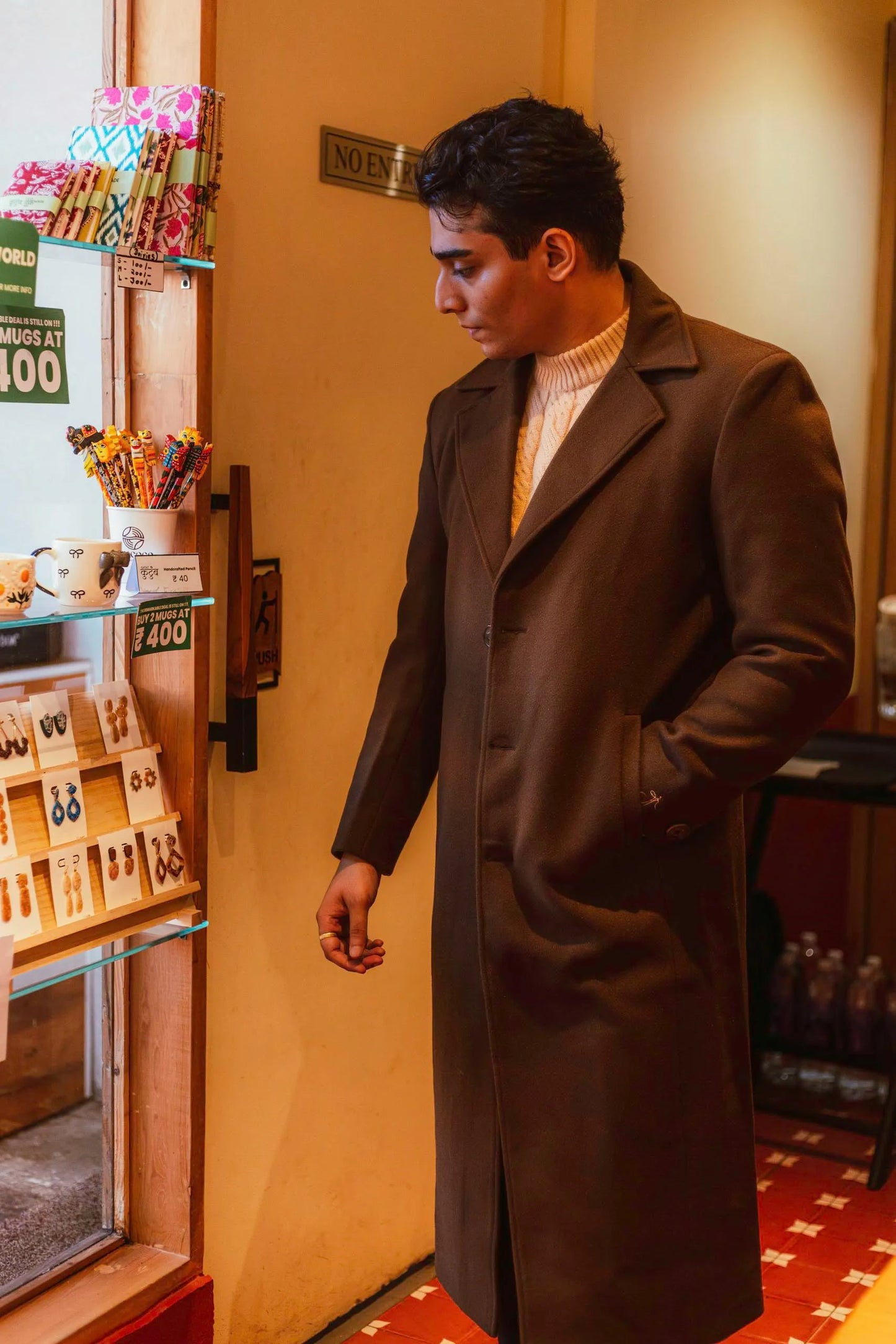 Men Ankle Length Long Trench Coat