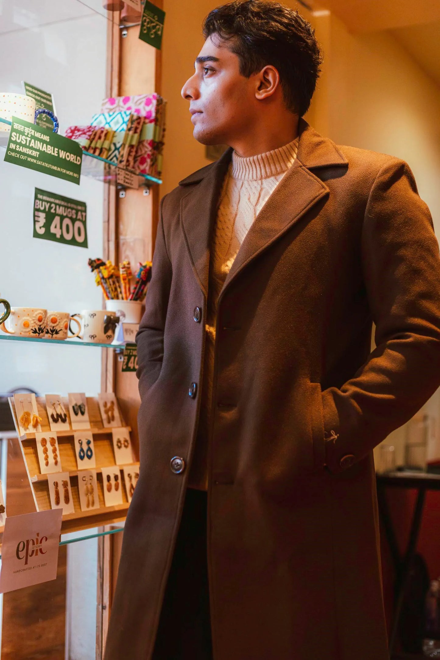 Men Ankle Length Long Trench Coat