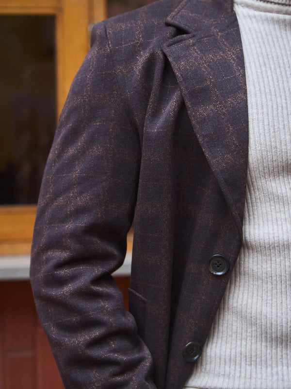 Men Ankle Length Checkered Long Coat