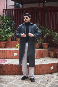 Men Ankle Length Striped Long Coat