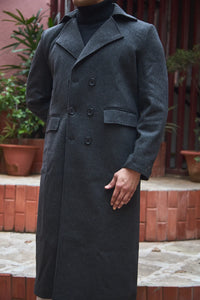 Men Ankle Length Striped Long Coat
