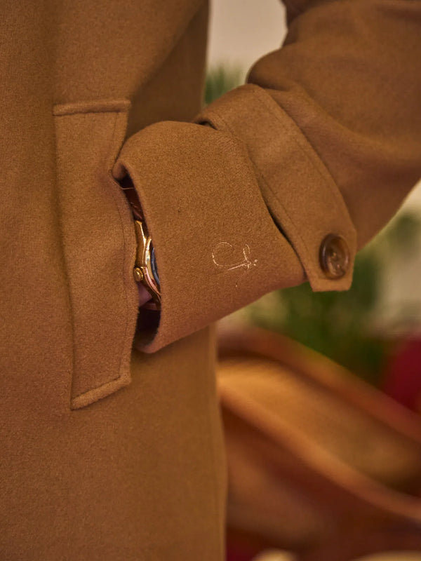Men Long Coat Solid Weave
