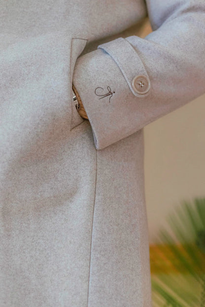 Men Long Coat Solid Weave