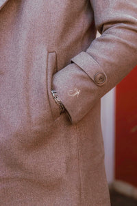 Men Long Coat Solid Weave