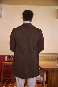 Men Knee Length Striped Double Breasted Long Coat