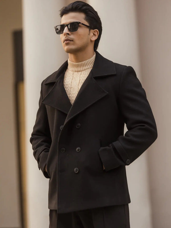 Men Double Breasted Short Coat